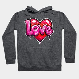 Cool Bubble Letter Graffiti and Valentines Heart LOVE Text Word Hoodie